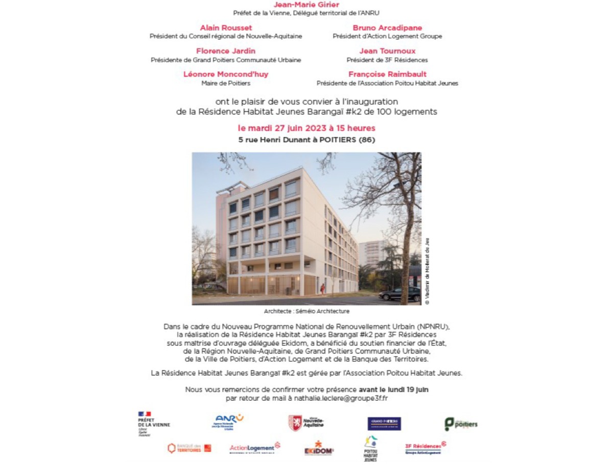 Inauguration  de la Résidence Habitat Jeunes Barangaï #k2 à Poitiers ! 1